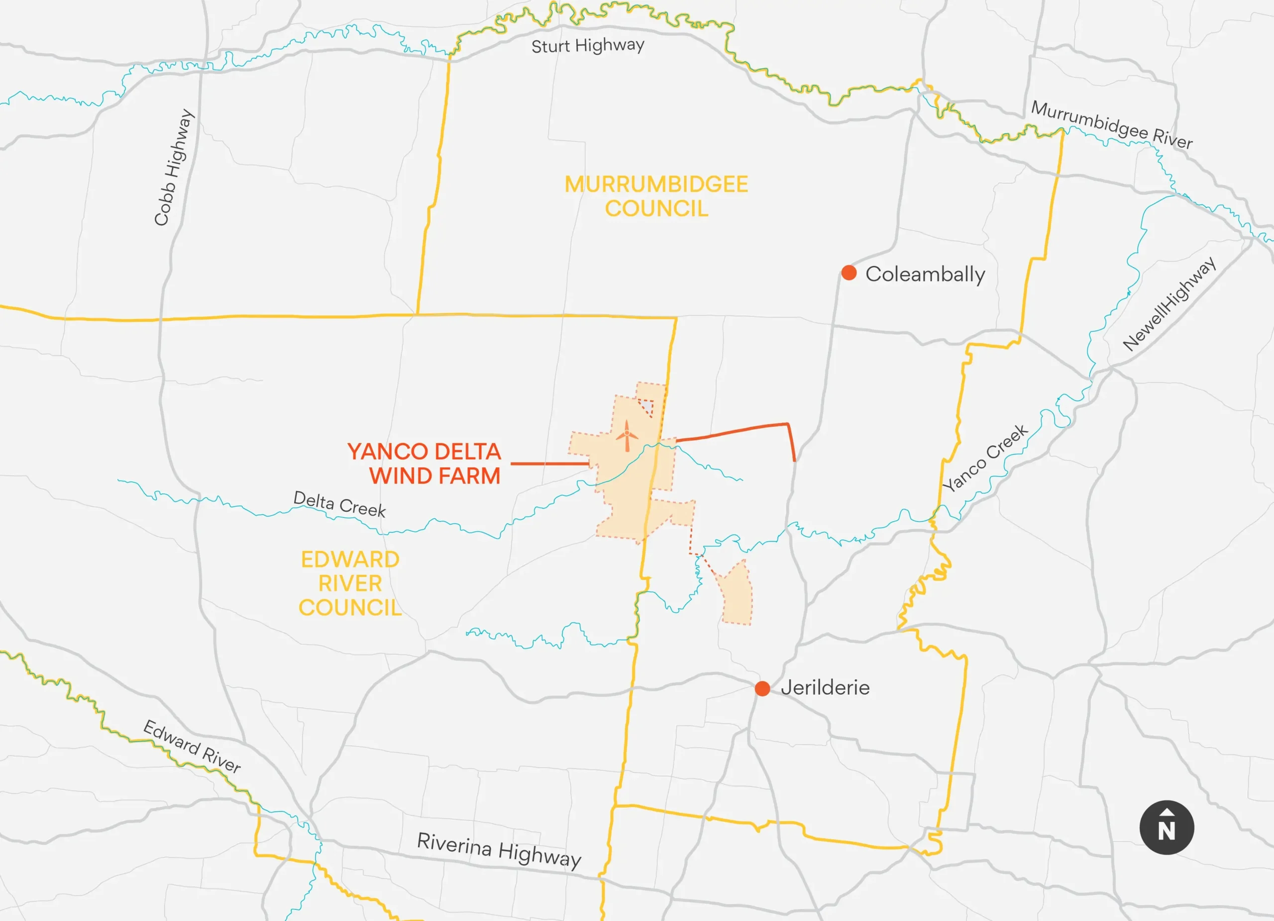 Yanco Delta Windfarm location map